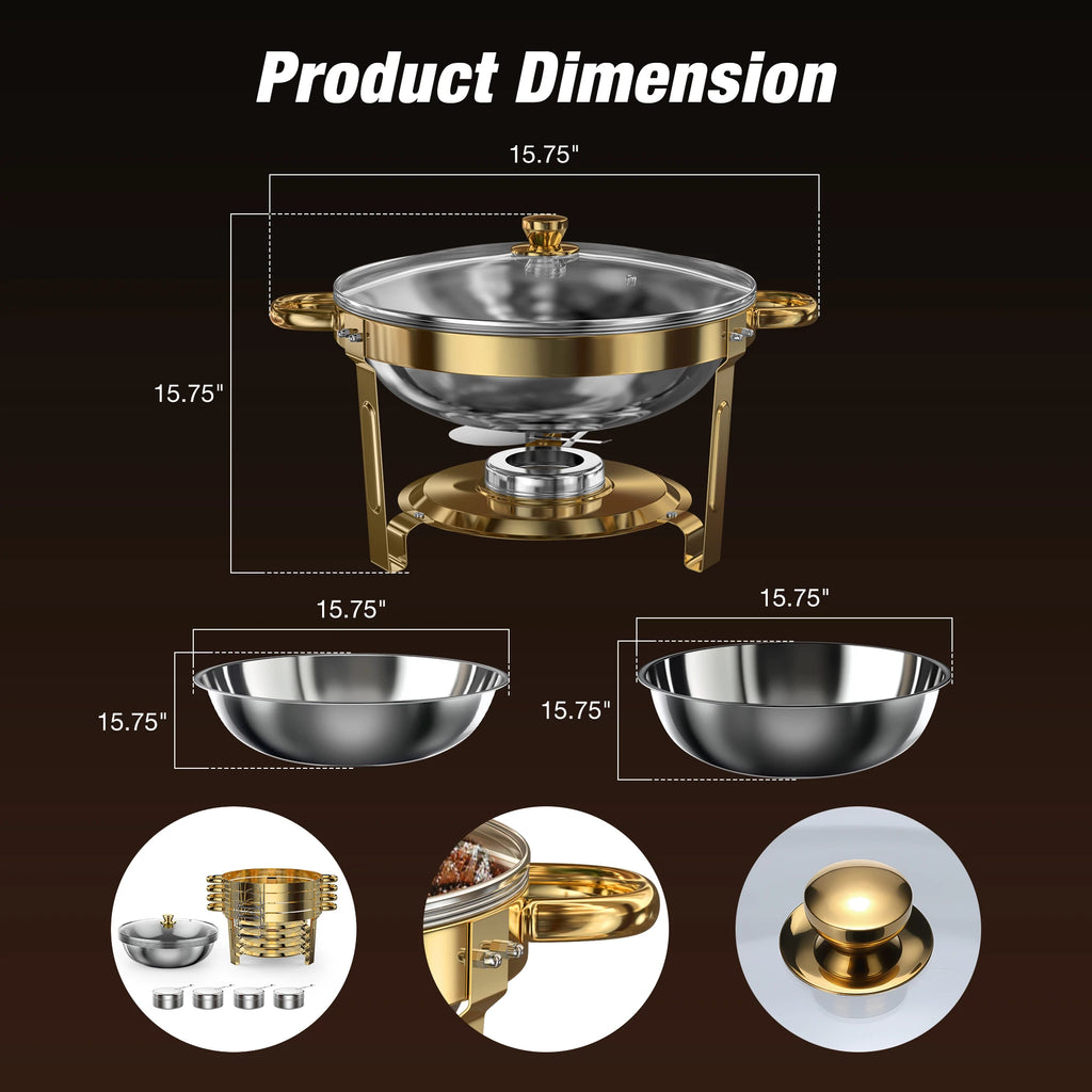 Chafing Dishes 5qt Round Stainless Steel