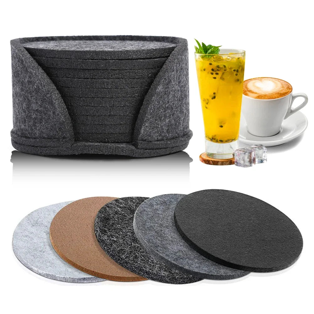 11pcs Round Felt Coasters Heat Resistant