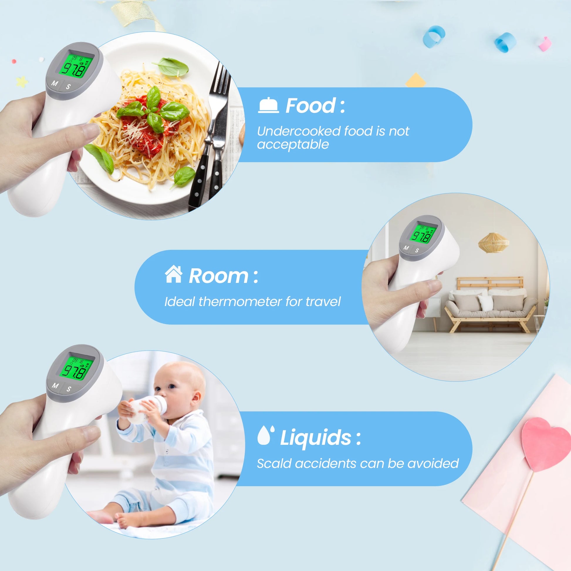 Infrared Thermometer Forehead Ear Body Non Contact