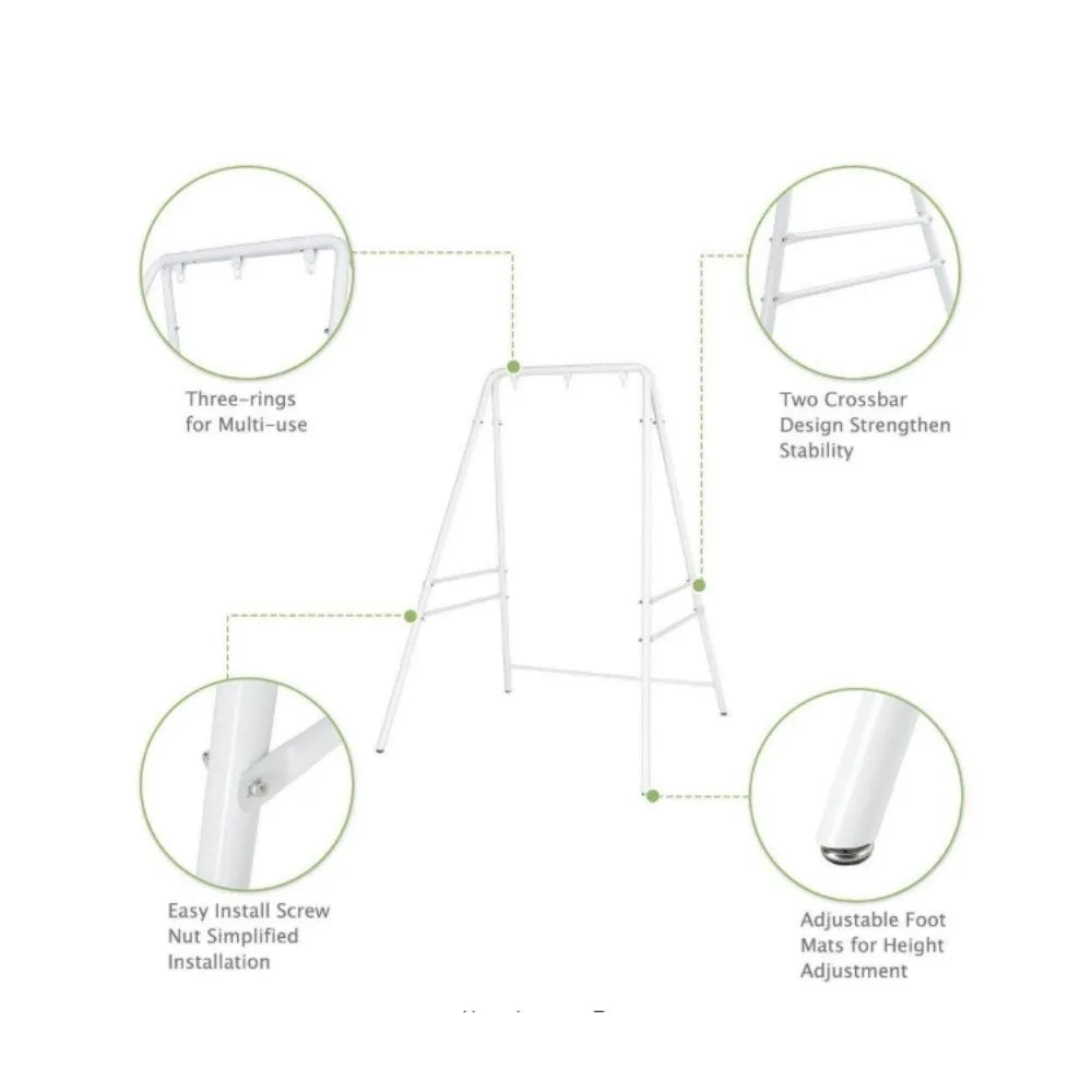 5.9 ft. Metal Hammock Stand White Hanging Chair