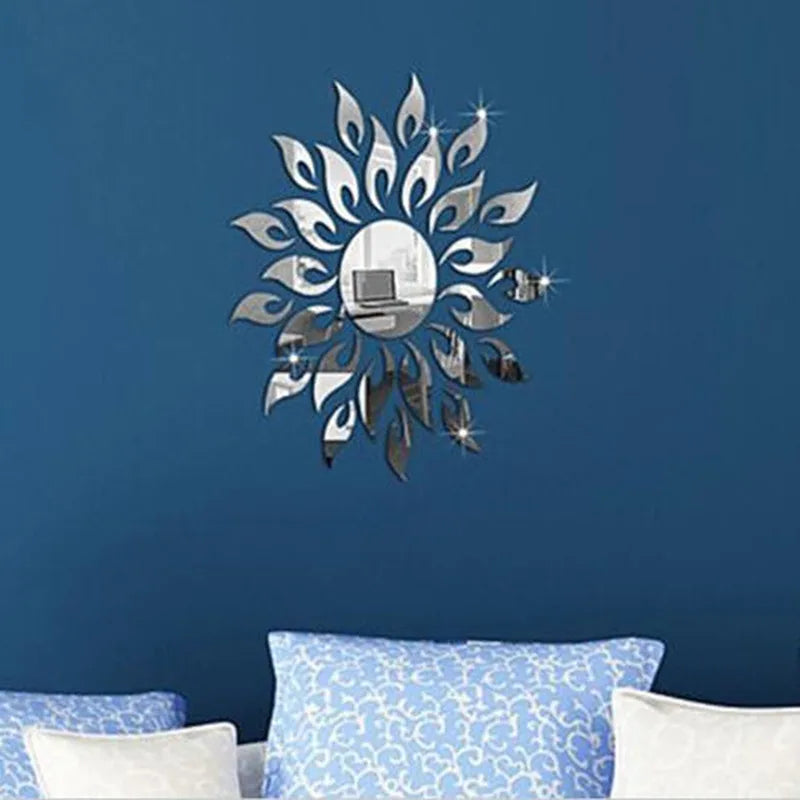 Mirror Sun Flower Art Removable Wall Sticker