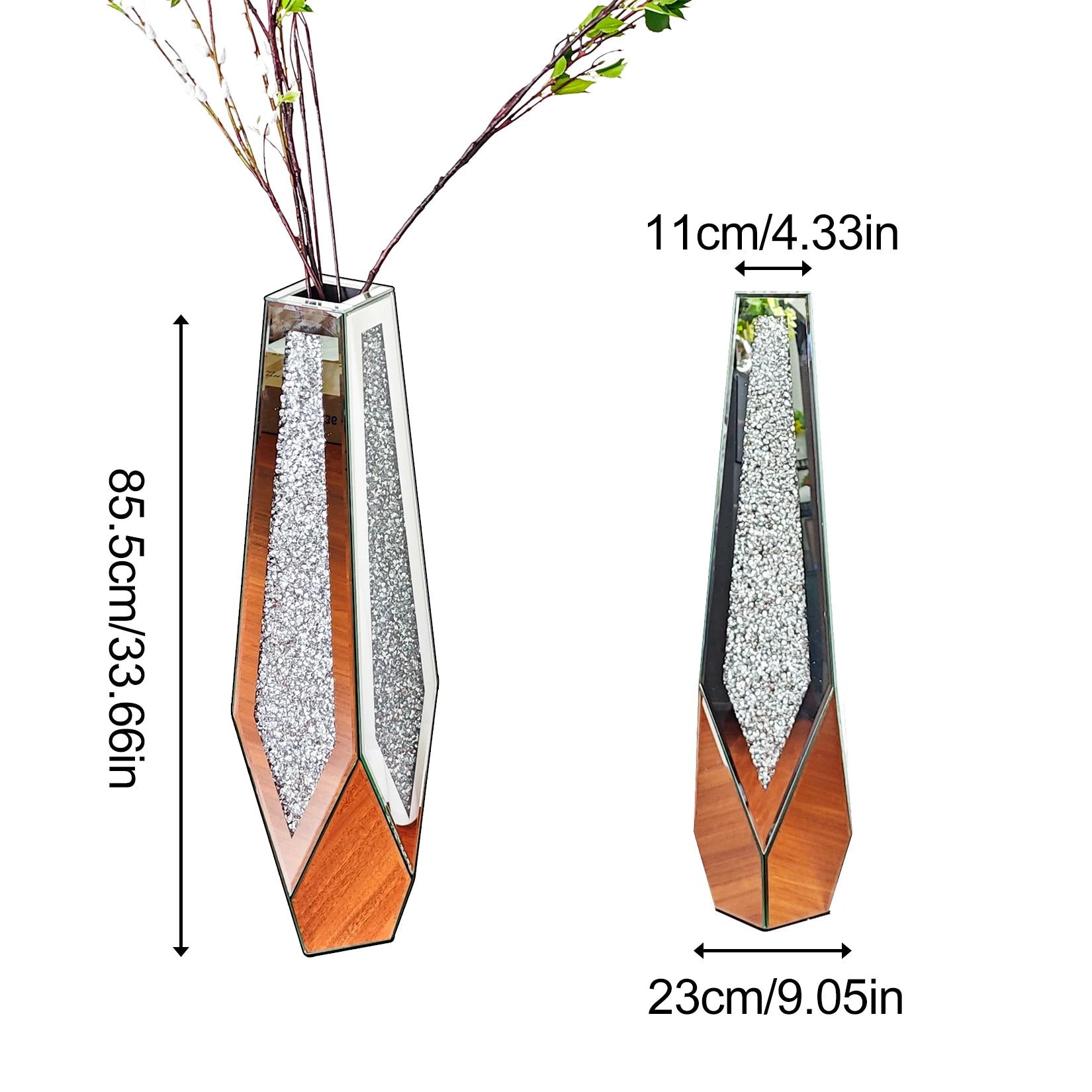 Large Crushed Diamond Glass Vase