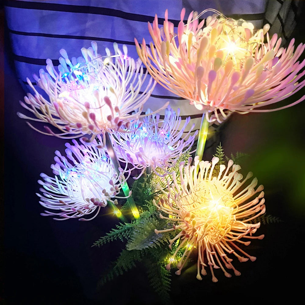 2Pcs Solar Garden Lights Glowing Flowers