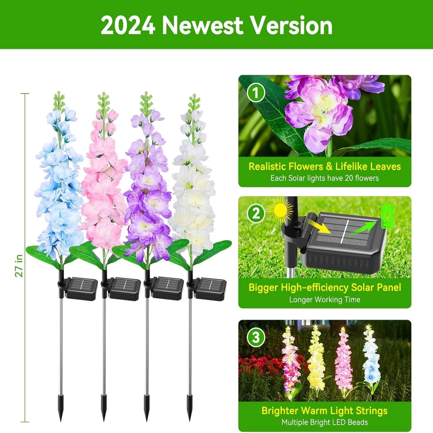 Upgraded Solar Lighted Flowers 36 LEDs