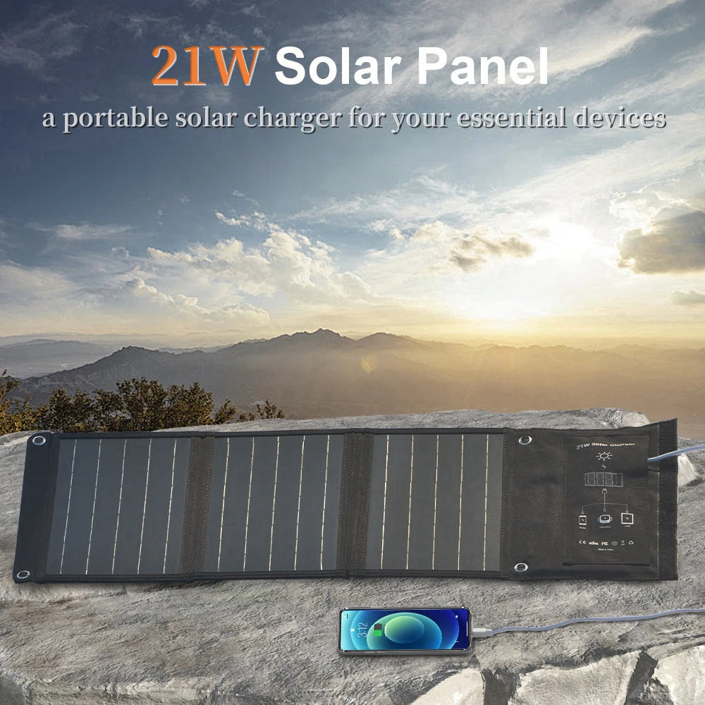 21W 5V Portable Solar Charger 22% Conversion