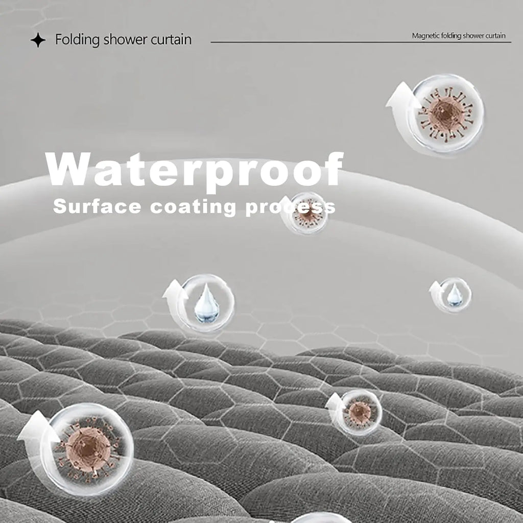 Folding Linen Shower Curtain Magnets Waterproof