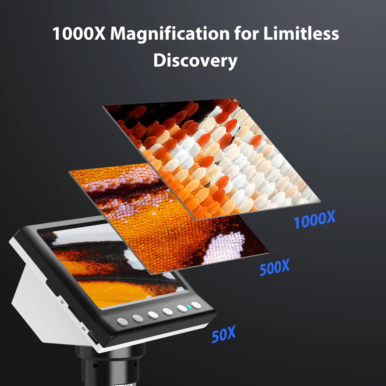 4.3'' Digital Microscope 1000X 1080P Video