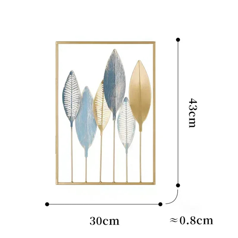 Nordic Retro Metallic Ginkgo Leaf Art Home