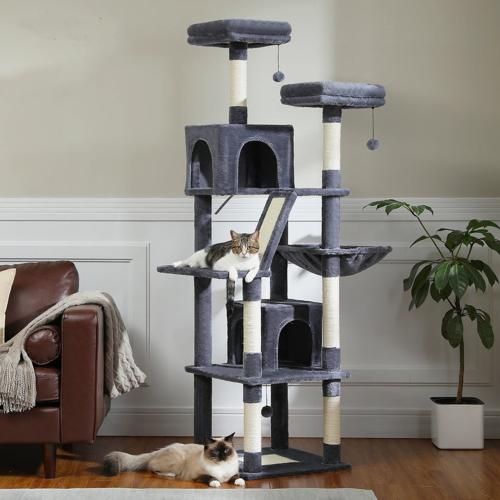 Tall Plush Cat Tower Multi-Level