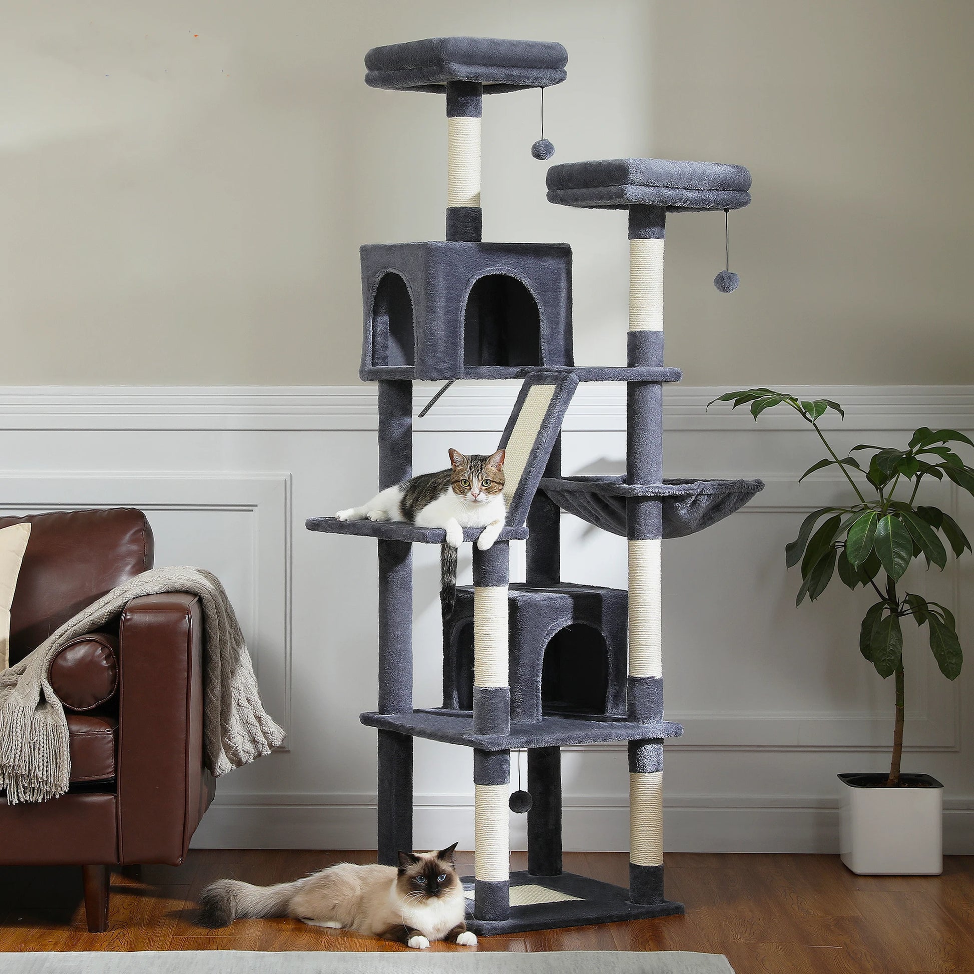 Tall Plush Cat Tower Multi-Level
