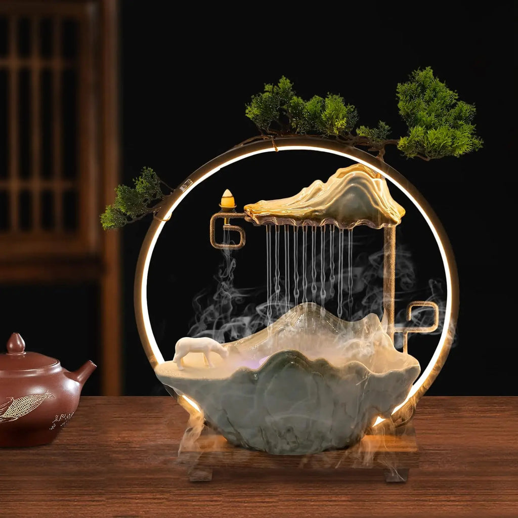 Round LED Fountain Mist Maker Incense Holder