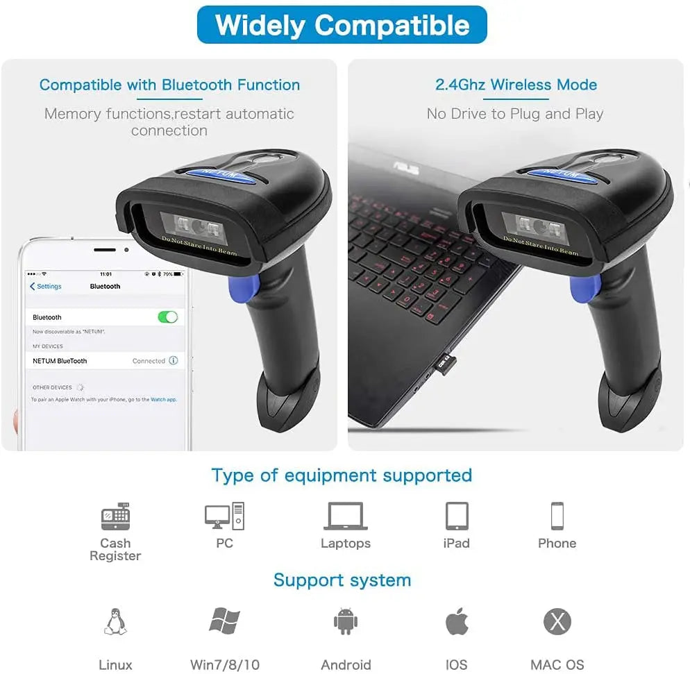 Bluetooth Wireless CCD Barcode Scanner
