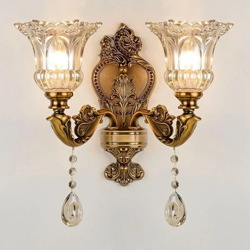 European Style Retro Crystal Glass Wall Lamp
