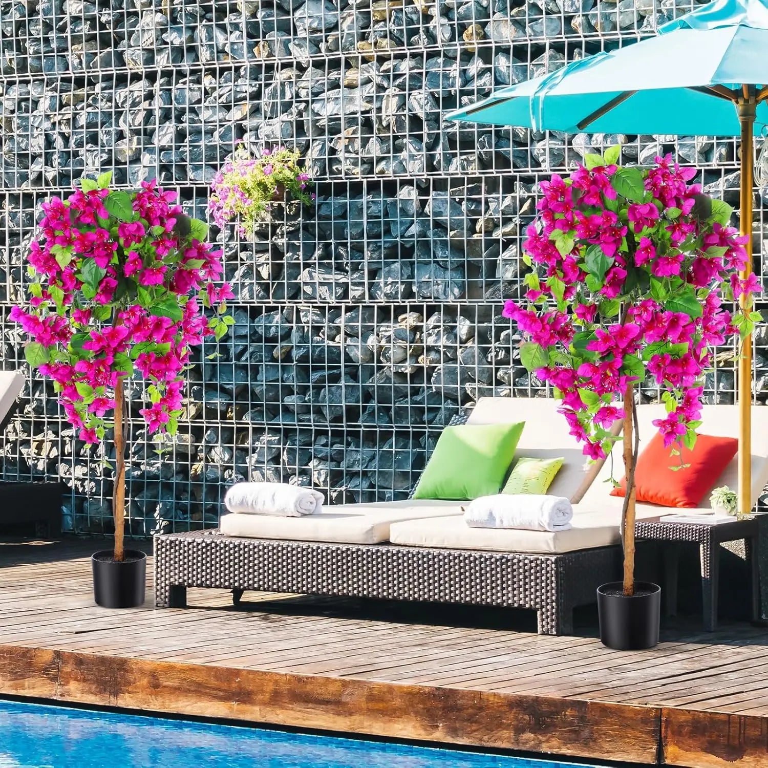 4ft Artificial Bougainvillea Tree with Flowers 2pcs