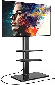 Universal Tall TV Floor Stand with Power Outlet