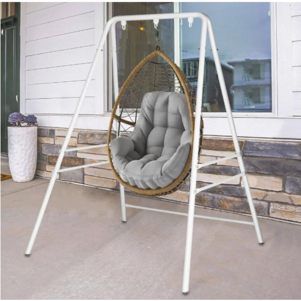5.9 ft. Metal Hammock Stand White Hanging Chair
