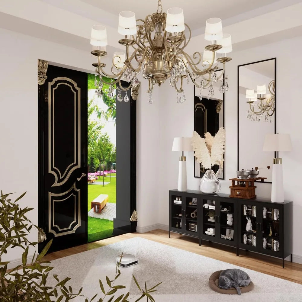 Metal Coffee Bar Sideboard Buffet Cabinet