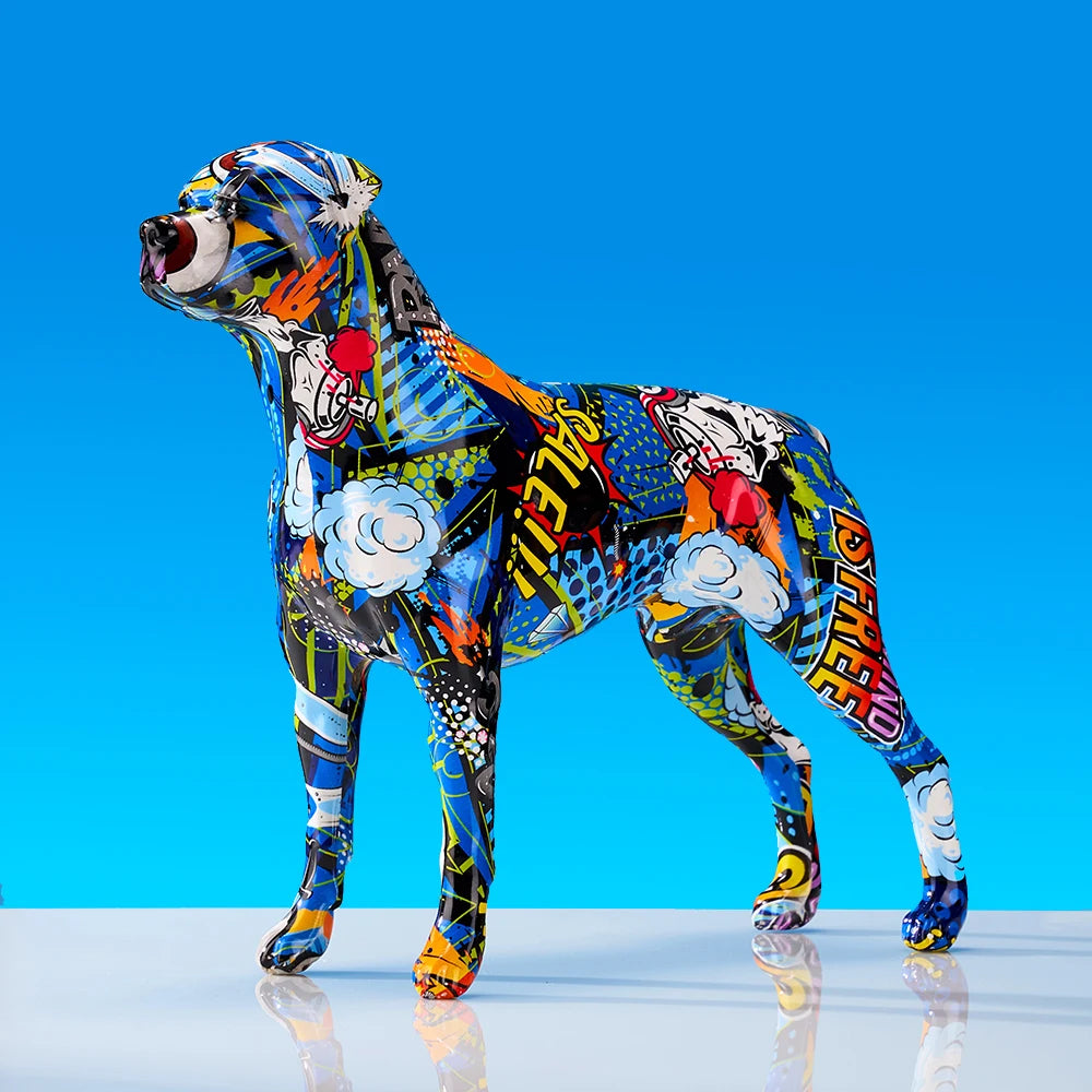 Colorful Art Animal Rottweiler Resin