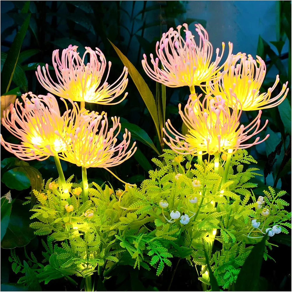 2Pcs Solar Garden Lights Glowing Flowers